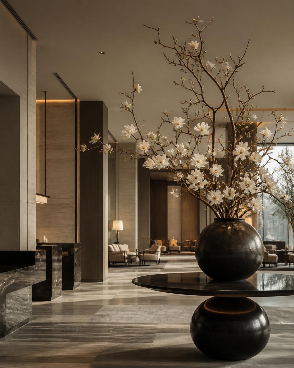 Sculptural floral composition for an interior