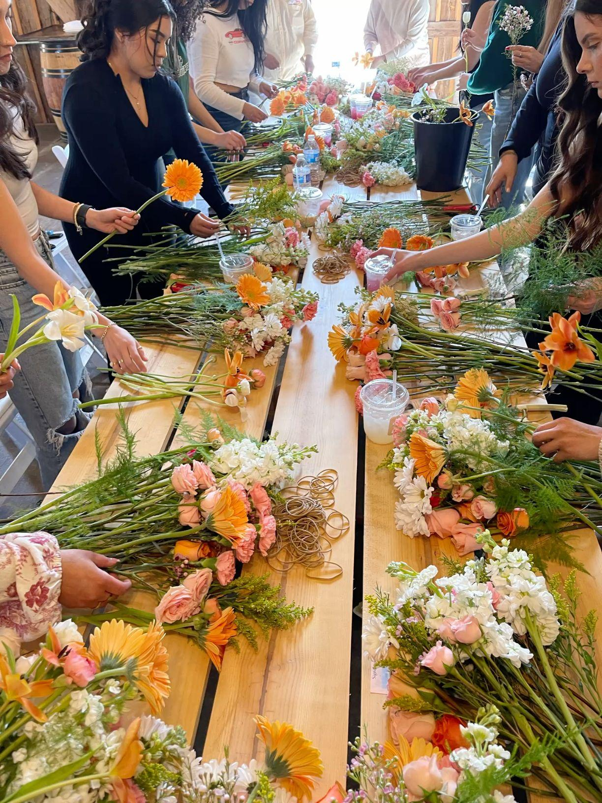 A guided floral workshop for a private group